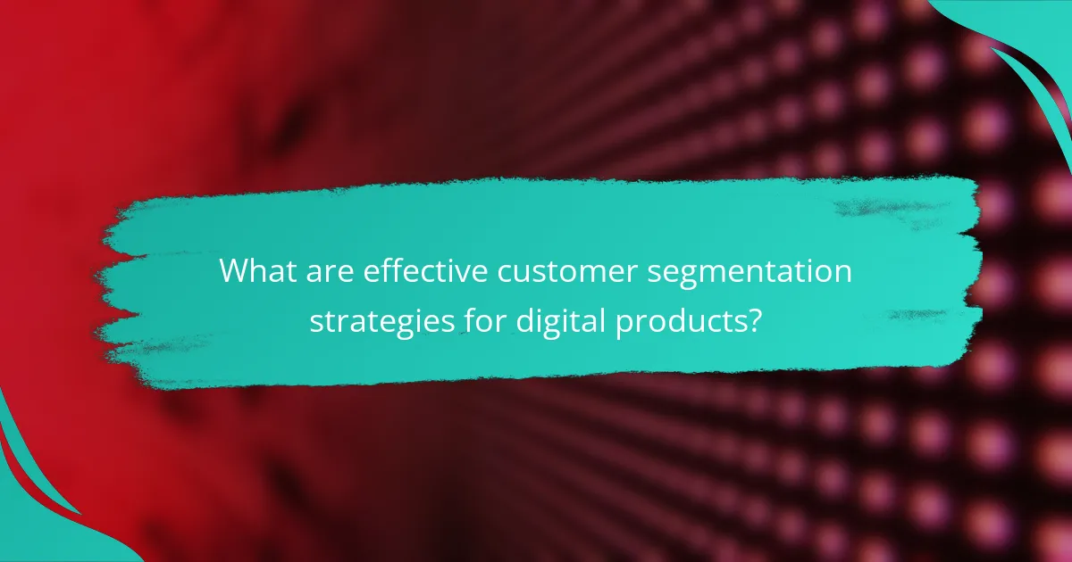What are effective customer segmentation strategies for digital products?